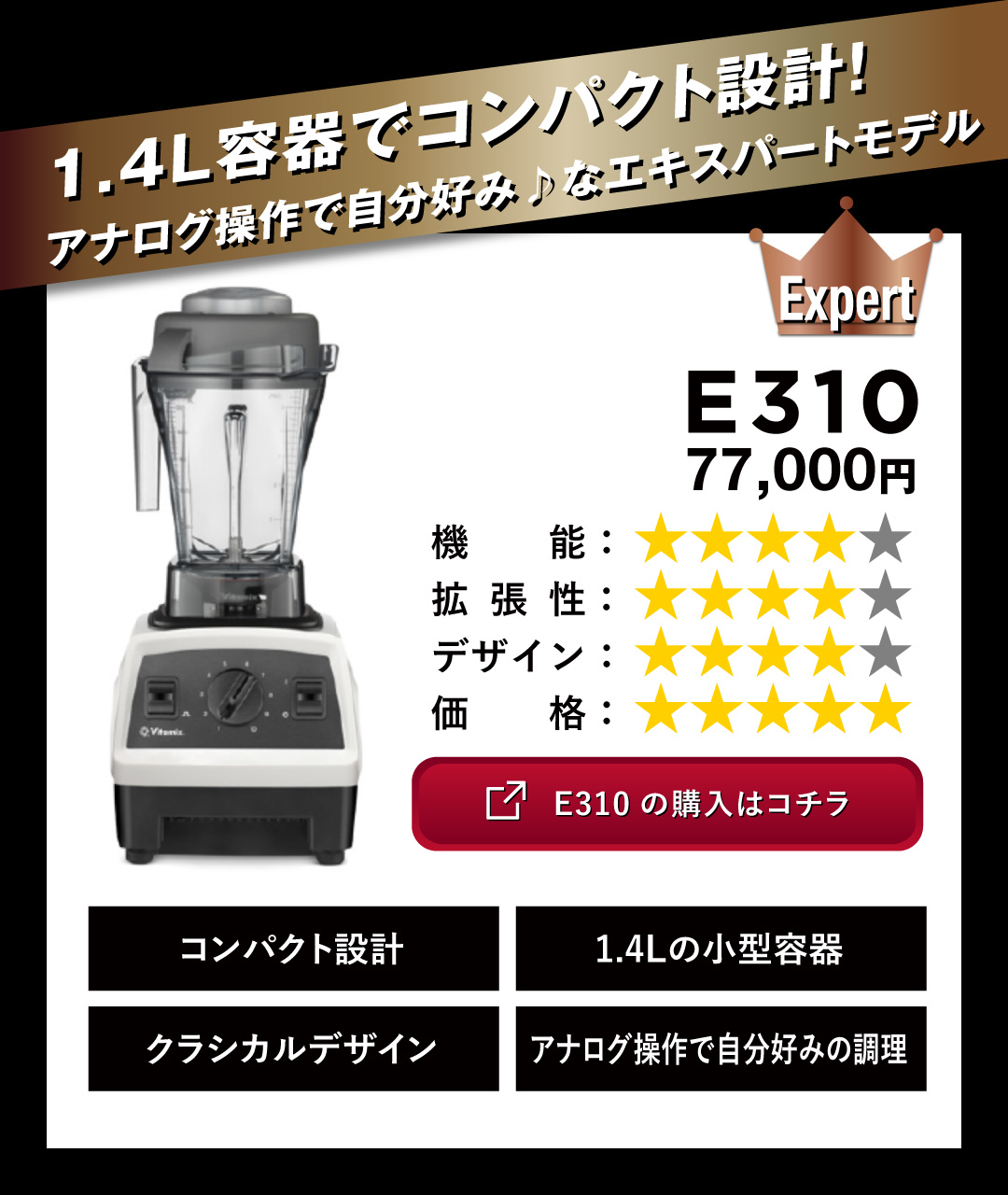 Vitamix 徹底比較（機種比較/モデル比較/重視したいポイン/バイタ