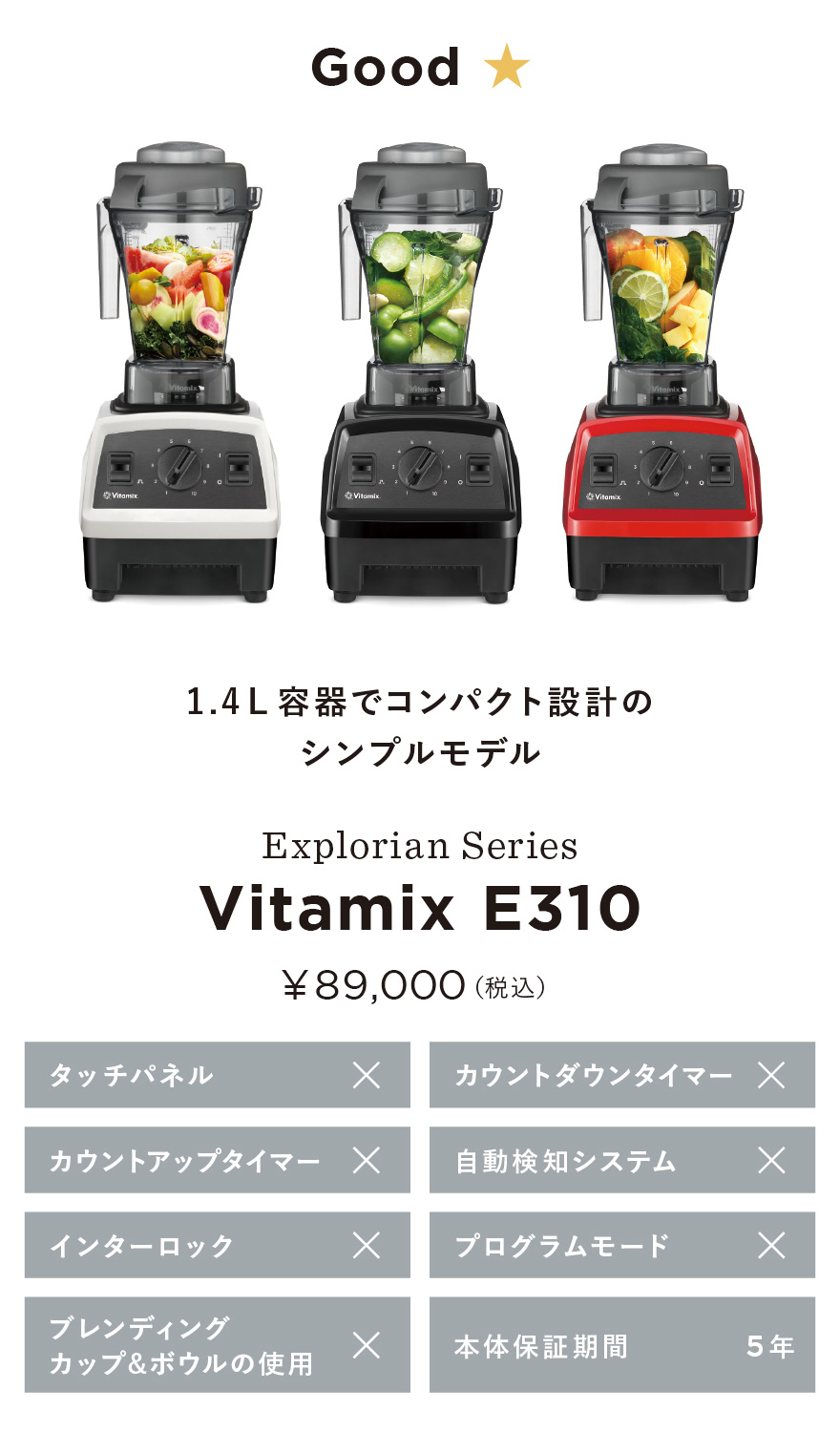保証期間内】Vitamix E310 VM0202 バイタミックスミキサー
