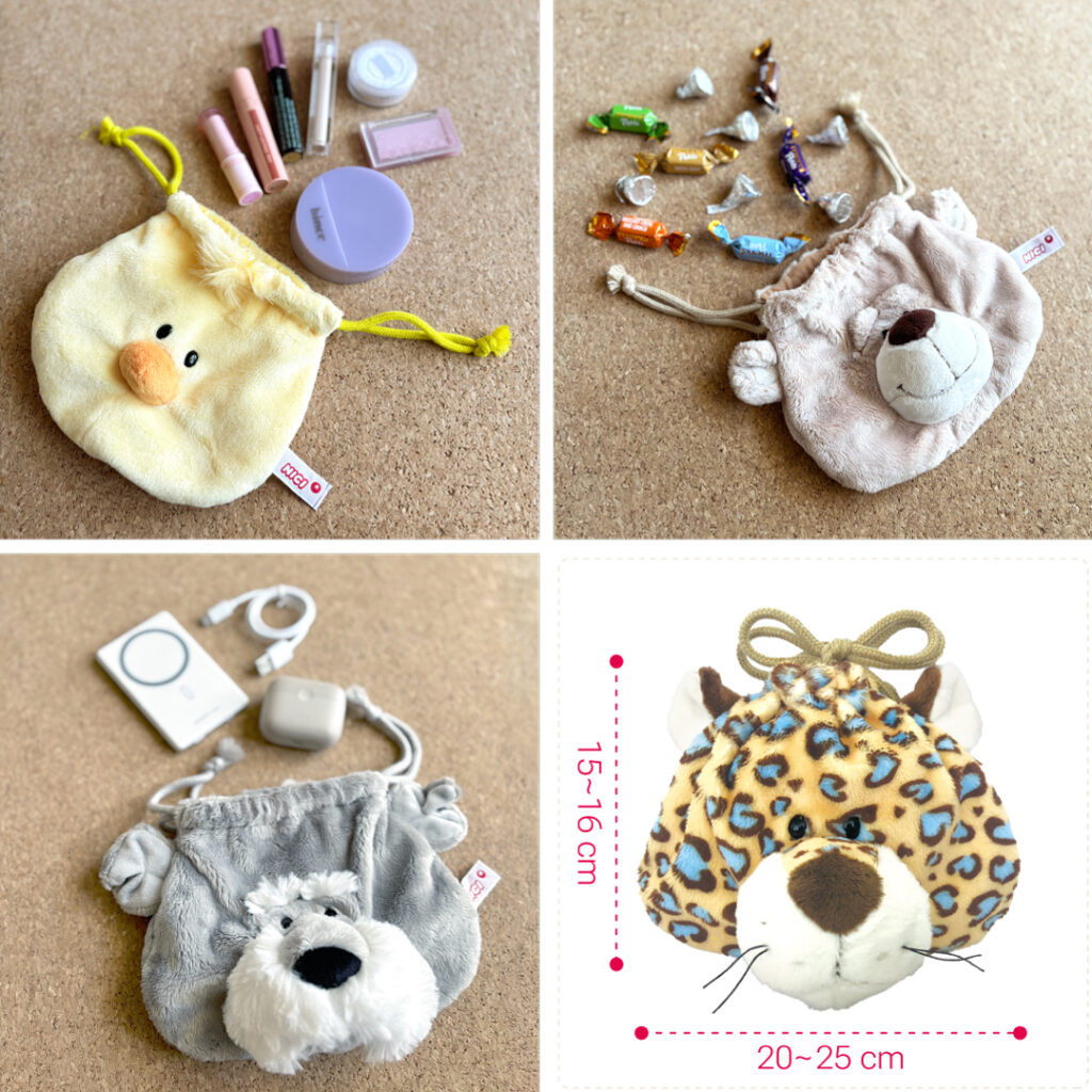 NICI（ニキ）フェイスポーチ：バッグの整理やチャームに便利な丸型ポーチ